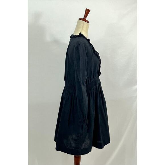 ABIGAIL ZWAANS Sz L Large Black Baie Ruffle Long Sleeve Dress NWT Cotton Linen - Picture 7 of 10